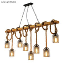 DecorBites™ Metallic Dome Hanging Lamp: Antique Island Chandelier with Hemp Rope & Wood Accents