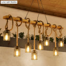 DecorBites™ Metallic Dome Hanging Lamp: Antique Island Chandelier with Hemp Rope & Wood Accents