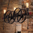 DecorBites™ Metallic Pendant Light: Antique 3-Head Wagon Wheel Design for Restaurants and Hanging Islands, with Decorative Valve