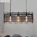 DecorBites™ Metallic Wire Cage Island Light: Antique Style 3-Light Farmhouse Lamp in Black/Rust
