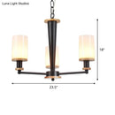 DecorBites™ Mid-Century Opal Frosted Glass Chandelier - 3-Light Pendant Ceiling Light in Black