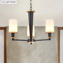 DecorBites™ Mid-Century Opal Frosted Glass Chandelier - 3-Light Pendant Ceiling Light in Black