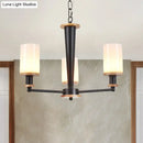 DecorBites™ Mid-Century Opal Frosted Glass Chandelier - 3-Light Pendant Ceiling Light in Black