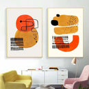 Mid century watercolor brush strokes canvas print living room art