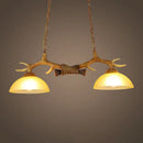 DecorBites™ Milk Glass Bowl Pendant Light with Faux Antler for Dining Room - Rural Island Style (2 Bulbs)