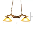 Rural antler and milk glass bowl pendant light dining room