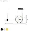 DecorBites™ Minimal Acrylic Linear LED Island Light with Sun and Cloud Design - Warm/White Light - Black/White/Gold