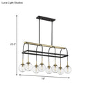 DecorBites™ Minimalist Arch Island Pendant – Clear Glass, 8 Bulbs Hanging Light in Black and Gold