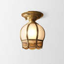 DecorBites™ Minimalist Brass Semi Flush Mount with Scalloped Metal - Single-Bulb Flush Mount Lighting