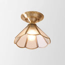 DecorBites™ Minimalist Brass Semi Flush Mount with Scalloped Metal - Single-Bulb Flush Mount Lighting