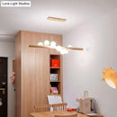 DecorBites™ Minimalist Cream Glass LED Pendant Light for Restaurants - Ball Island Ceiling Light with Wood Accent