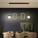 DecorBites™ Minimalist Metal Dining Room Island Ceiling Light with Symmetrical Geometric LED Design and Cream Glass Shade