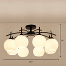 Minimalist opal glass black chandelier living room light