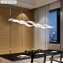 DecorBites™ Minimalist White LED Acrylic Pendant Lamp: Wavy Suspended Lighting Fixture for Table
