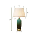 DecorBites™ Minimalist White Tapered Table Lamp - Fabric Nightstand Light with Ombre Ceramic Base