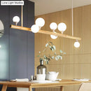 DecorBites™ Minimalist Wood Island Pendant Light with Opal Glass Balls - perfect for Restaurants