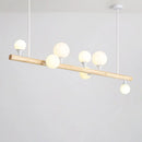 DecorBites™ Minimalist Wood Island Pendant Light with Opal Glass Balls - perfect for Restaurants