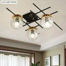 DecorBites™ Minimalistic 3-Head Semi-Flush Ceiling Light with Clear/Smoke Gray Glass for Bedroom