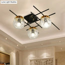 DecorBites™ Minimalistic 3-Head Semi-Flush Ceiling Light with Clear/Smoke Gray Glass for Bedroom
