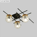 DecorBites™ Minimalistic 3-Head Semi-Flush Ceiling Light with Clear/Smoke Gray Glass for Bedroom