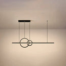 DecorBites™ Minimalistic Acrylic LED Suspension Light for Dining Room - Linear and Ring Island Lamp in Black
