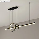 DecorBites™ Minimalistic Acrylic LED Suspension Light for Dining Room - Linear and Ring Island Lamp in Black
