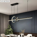 DecorBites™ Minimalistic Acrylic LED Suspension Light for Dining Room - Linear and Ring Island Lamp in Black