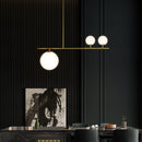 DecorBites™ Minimalistic Brass Ball Pendant Light: Opal Glass Island Lighting for Dining Room (3-Light)