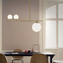 DecorBites™ Minimalistic Brass Ball Pendant Light: Opal Glass Island Lighting for Dining Room (3-Light)