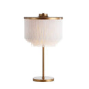 DecorBites™ Minimalistic Brass Round LED Nightstand Lamp with Tassel Fringe