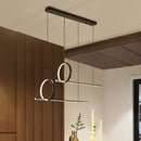 DecorBites™ Minimalistic Iron LED Island Light Fixture: Linear and Ring Design - Black Finish, 2-Head Hanging