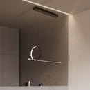 DecorBites™ Minimalistic Iron LED Island Light Fixture: Linear and Ring Design - Black Finish, 2-Head Hanging
