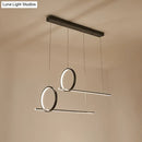 DecorBites™ Minimalistic Iron LED Island Light Fixture: Linear and Ring Design - Black Finish, 2-Head Hanging