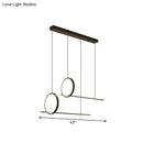 DecorBites™ Minimalistic Iron LED Island Light Fixture: Linear and Ring Design - Black Finish, 2-Head Hanging