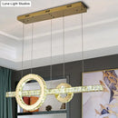 DecorBites™ Minimalistic LED Pendant Lighting Fixture with Beveled Cut Crystal Linear and Ring Hanging Design - Clear