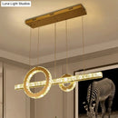 DecorBites™ Minimalistic LED Pendant Lighting Fixture with Beveled Cut Crystal Linear and Ring Hanging Design - Clear