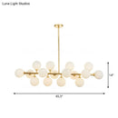 DecorBites™ Minimalistic Milky Glass Pearl 16-Bulb Brass Hanging Island Lamp