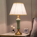 DecorBites™ Modern 1-Bulb Green Nightstand Lamp with Empire Shade and Fabric Border