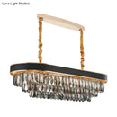 DecorBites™ Modern 10-Light Beveled Crystal Island Pendant in Black & Gold for Dining Room