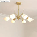 DecorBites™ Modern 3/6 Bulbs Gold Hanging Chandelier with White Glass Shade
