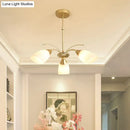 DecorBites™ Modern 3/6 Bulbs Gold Hanging Chandelier with White Glass Shade