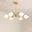 DecorBites™ Modern 3/6 Bulbs Gold Hanging Chandelier with White Glass Shade