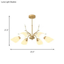 DecorBites™ Modern 3/6 Bulbs Gold Hanging Chandelier with White Glass Shade