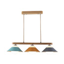 DecorBites™ Modern 3-Light Island Pendant with Wood Accent in Blue, Grey, and Yellow Tones