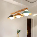 DecorBites™ Modern 3-Light Island Pendant with Wood Accent in Blue, Grey, and Yellow Tones