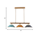 DecorBites™ Modern 3-Light Island Pendant with Wood Accent in Blue, Grey, and Yellow Tones