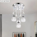 DecorBites™ Modern 4-Head Crystal Shade Flower Ceiling Light Fixture - Chrome Finish Multi-Pendant