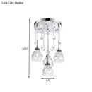 DecorBites™ Modern 4-Head Crystal Shade Flower Ceiling Light Fixture - Chrome Finish Multi-Pendant