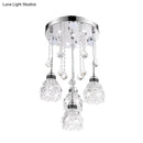 DecorBites™ Modern 4-Head Crystal Shade Flower Ceiling Light Fixture - Chrome Finish Multi-Pendant