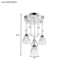 DecorBites™ Modern 4-Head Crystal Shade Flower Ceiling Light Fixture - Chrome Finish Multi-Pendant